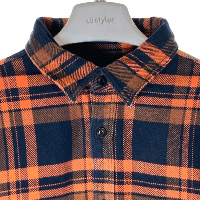 UES ウエス 猫目ボタン ヘビーネルシャツ ブラックxオレンジ size5 瑞穂店