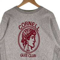 90's Champion チャンピオン CORNELL GLEE CLUB プリント リバースウィーブ クルーネックスウェットトレーナー アッシュグレー USA製 トリコ刺繡 Size M 福生店