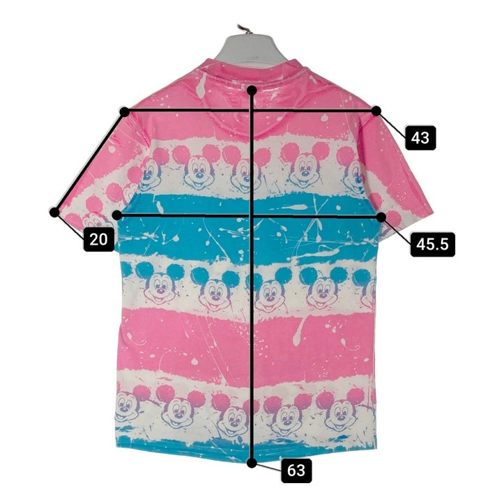 Disney ディズニー USA製 シングルステッチ 総柄 タイダイ風 グラデーション Tシャツ ピンク×ブルー sizeF 瑞穂店