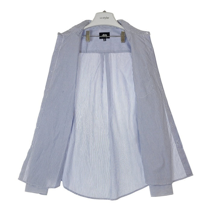 STUSSY ステューシー Big Button Stripe Shirt ビッグボタン ストライプシャツ ブルー sizeM 瑞穂店