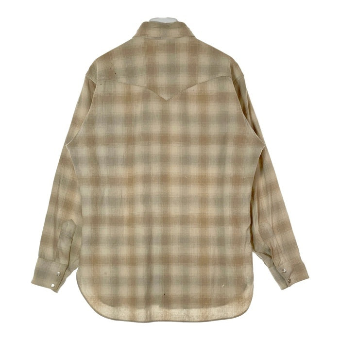 PENDLETON ペンドルトン 80's 白タグ ウール オンブレチェック ウエスタンシャツ ブラウン×ベージュ sizeL 瑞穂店