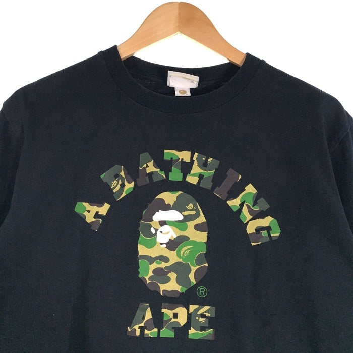 A BATHING APE アベイシングエイプ Camo College T-Shirt カモフラージュ ロゴプリント Tシャツ ブラック 001TEH301006X Size M 福生店