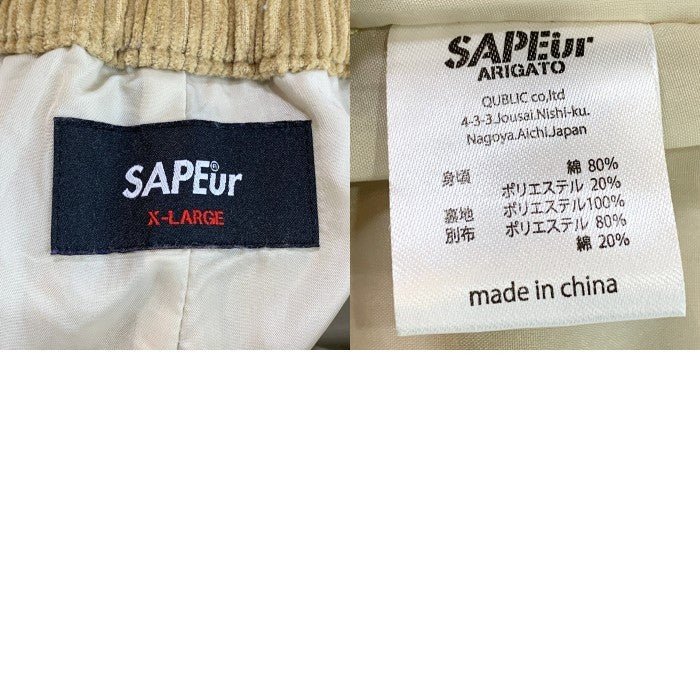 SAPEur サプール Corduroy Track Pants コーデュロイトラックパンツ ベージュ アイボリー Size XL 福生店