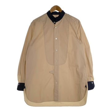 H.S. Equipment ハバーサックエキップメント スタンドカラー コットンシャツ ベージュ ネイビー HSS005 Size 3 福生店
