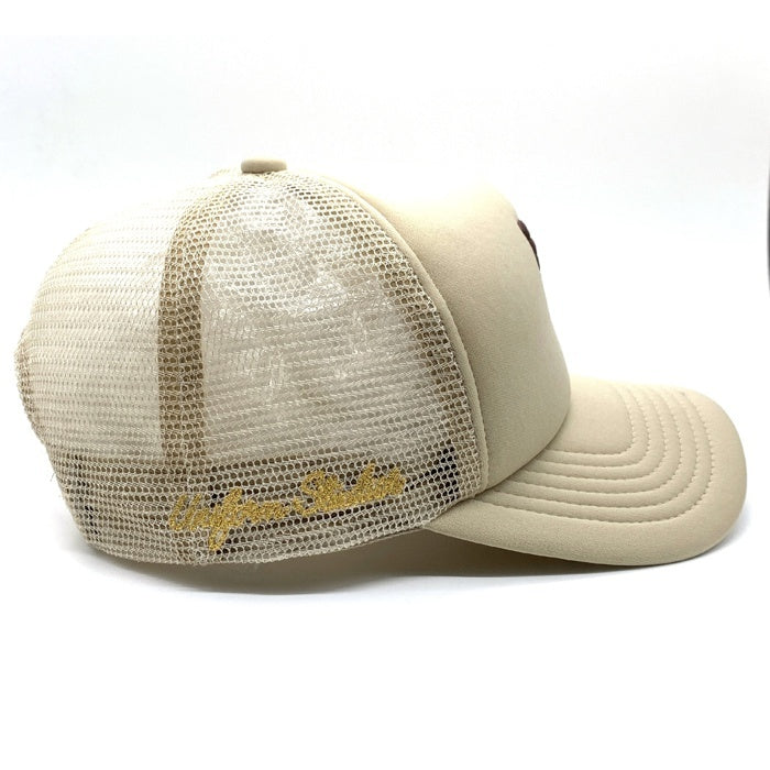 UNIFORM STUDIOS ユニフォームスタジオ MLB ロサンゼルスドジャース 反転ロゴ メッシュキャップ トラッカー スナップバック ベージュ 福生店