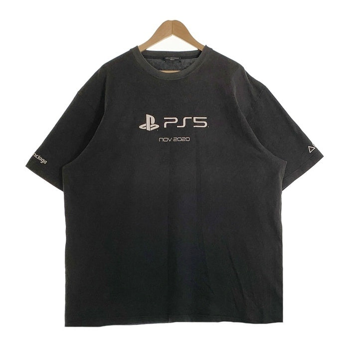 BALENCIAGA バレンシアガ 21AW PS5 ロゴプリント オーバーサイズTシャツ ブラック 651795 TKVF3 Size XL 福生店