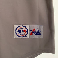 90's majestic マジェスティック Newyork Yankees ニューヨーク ヤンキース 半袖 ベースボールシャツ グレー Size XL 福生店