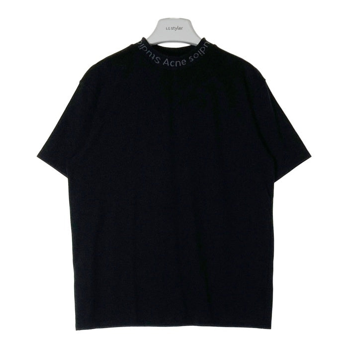 Acne Studios アクネ ストゥディオズ 3367690004 ロゴプリント モックネック ストレッチ 半袖Tシャツ ブラック sizeM 瑞穂店