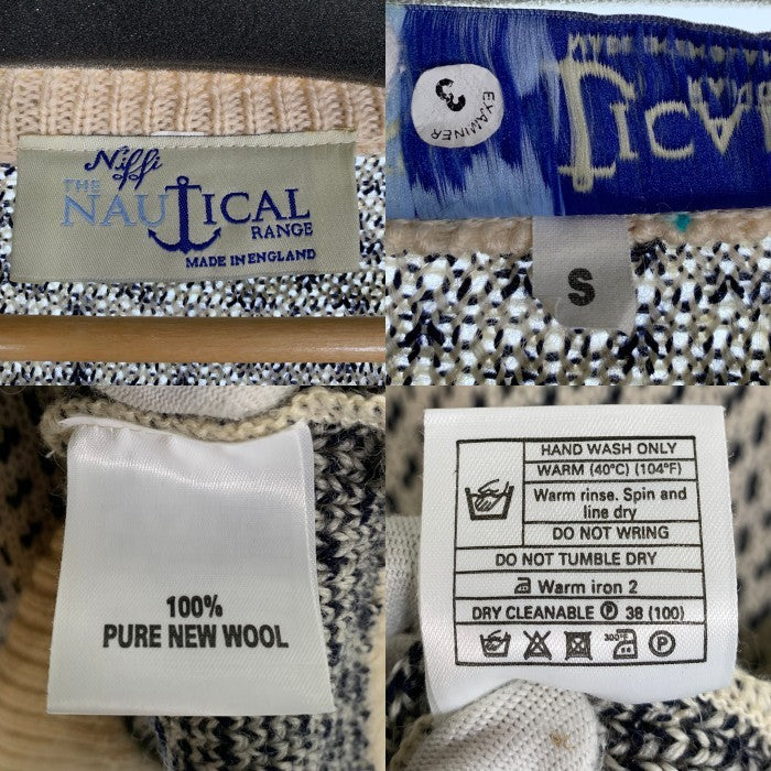 Niffi THE NAUTICAL RANGE ニッフィ ザ ノーティカル レンジ DOVER CREW NECK SWEATER バーズアイ ニット セーター ナチュラル イギリス製 Size S 福生店