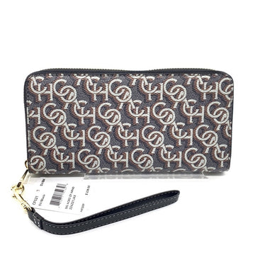 COACH コーチ CF521 PVCレザー ラウンドファスナーウォレット ブラック モノグラムプリント ストラップ 福生店