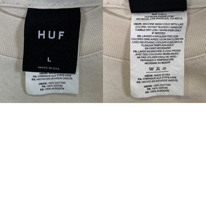 HUF ハフ MIDNIGHT ORGANIC H TEE プリントTシャツ ナチュラル Size L 福生店