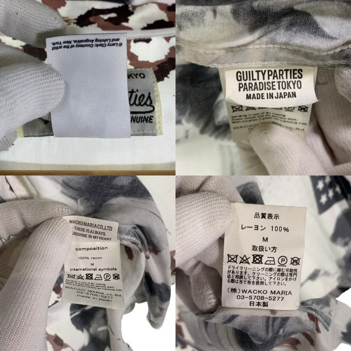 WACKO MARIA ワコマリア LARRY CLARK TULSA ラリー・クラーク タルサ 総柄プリント レーヨンオープンカラーシャツ 半袖 ホワイト Size M 福生店