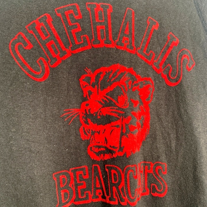 WAREHOUSE ウエアハウス Lot409 CHEHALIS BEARCATS ラグランスリーブ クルーネックスウェットトレーナー ブラック フロッキープリント Size 42 福生店