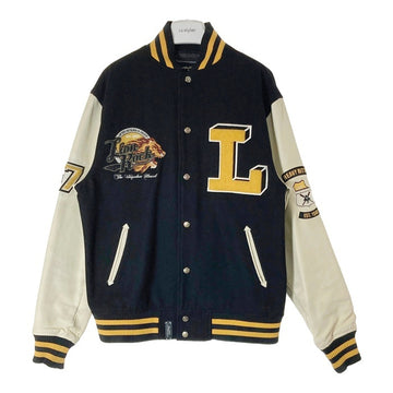 Lrg エルアールジー roots and equipment Lion Rock 袖レザースタジャン ブラック×ホワイト sizeL 瑞穂店