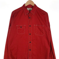 SUGAR CANE シュガーケーン ウォバッシュストライプ ワークシャツ 長袖 チンストラップ レッド SC28340 Size M 福生店