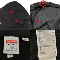 SUPREME シュプリーム 19AW LACOSTE ラコステ Logo Panel Hooded Sweatshirt ロゴパネル プルオーバースウェットパーカー ブラック Size S 福生店
