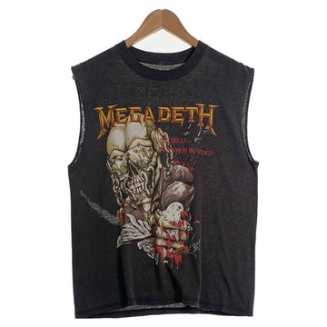 80's MEGADETH メガデス TOUR 87-88 プリント ノースリーブトップ ブラック 袖カットオフ Size M 相当 福生店