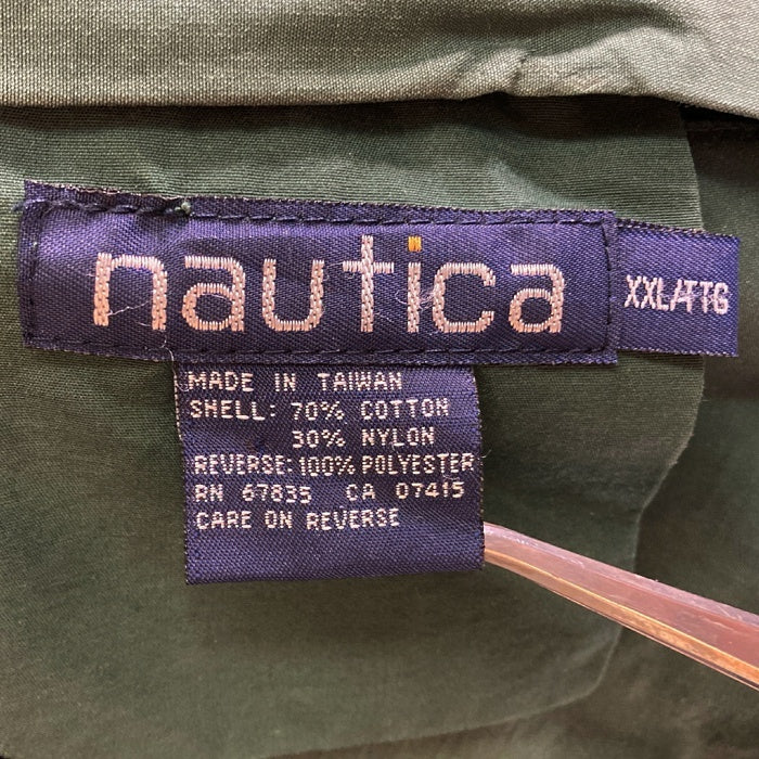 NAUTICA ノーティカ 90s 台湾製 アーム刺繍 リバーシブル フリース 中綿ジャケット グリーン×ネイビー sizeXXL　※色焼けあり 瑞穂店