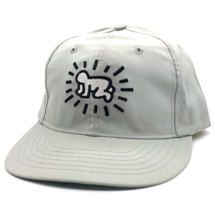90's Keith Haring キースヘリング 6パネルキャップ スナップバック グレー 刺繡 ROMAN USA製 福生店