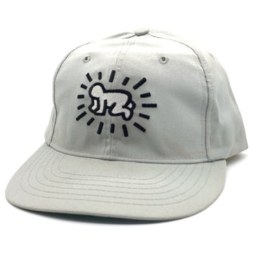 90's Keith Haring キースヘリング 6パネルキャップ スナップバック グレー 刺繡 ROMAN USA製 福生店