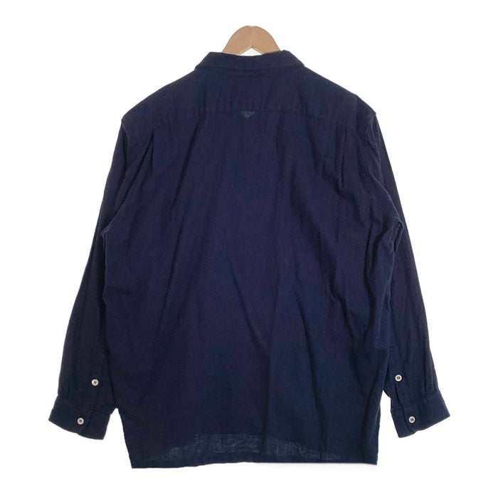 80's STUSSY ステューシー コットン オープンカラーフランネルシャツ プレーン ネイビー USA製 黒タグ Size L 福生店