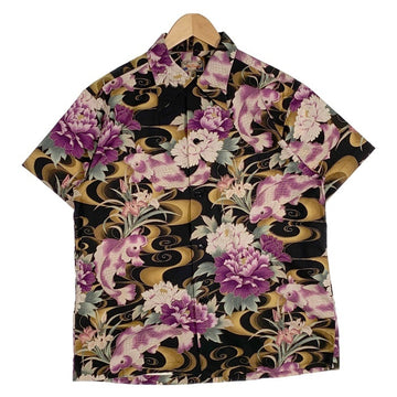 Dry Bones ドライボーンズ オープンカラー コットンシャツ ブラック 和柄 鯉 Size M 福生店