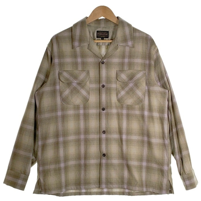 PENDLETON ペンドルトン オープンカラー 長袖 ウールシャツ カーキ 5575-2213 Size L 福生店