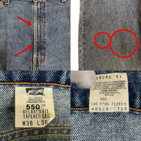 90's LEVI'S リーバイス 550 RELAXED FIT TAPERED LEG リラックスド フィット テーパード デニムパンツ 550-0310 ライトブルー USA製 Size W38 L36 福生店