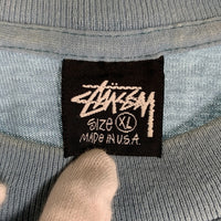 80's STUSSY ステューシー シャネルロゴ 半袖 Tシャツ ライトブルー Size XL 福生店