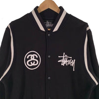 STUSSY ステューシー スウェット アワードジャケット スタジャン ブラック プリント Size XL 福生店