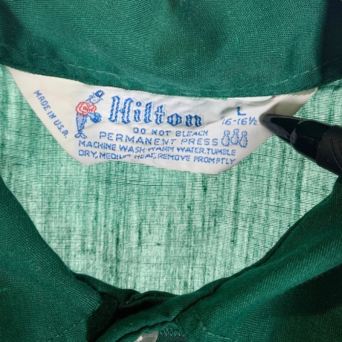 70's Hilton ヒルトン ボーリングシャツ 半袖 グリーン USA製