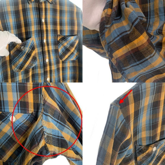 60's BIG MAC ビッグマック チェック フランネルシャツ イエロー ライトブルー ブラウン Size M 福生店