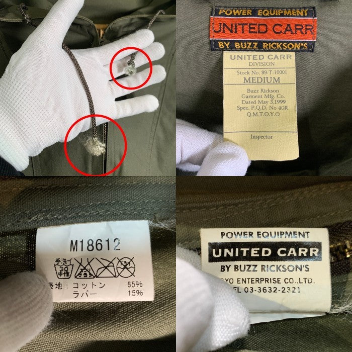 UNITED CARR ユナイテッドカー プルオーバー ミリタリーパーカー オリーブ バズリクソンズ M18612 Size M 福生店