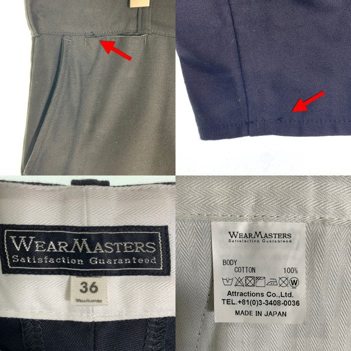 WEAR MASTERS ウエアマスターズ コットン トラウザー パンツ ブラック アトラクションズ Size 36 福生店