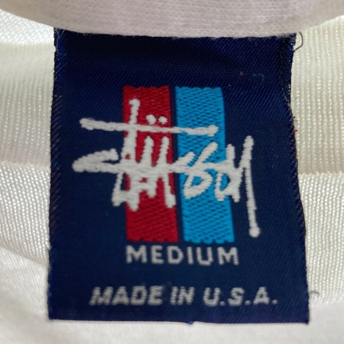 STUSSY ステューシー 紺タグ USA製 シャドーマン ジャズマン 前後プリント シングルステッチ Tシャツ ホワイト sizeM★汗ジミあり 瑞穂店
