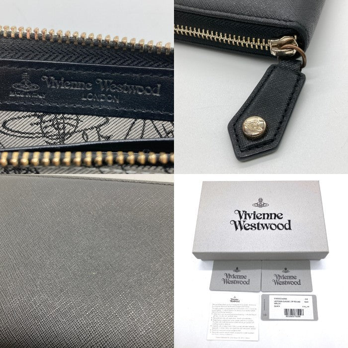 Vivienne Westwood ヴィヴィアンウエストウッド ラウンドジップ長財布 オーブ 箱付き ブラック 瑞穂店