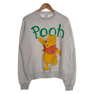 90's Disney ディズニー くまのプーさんプリント スウェットトレーナー アッシュグレー USA製 Velva Sheen Size M 福生店