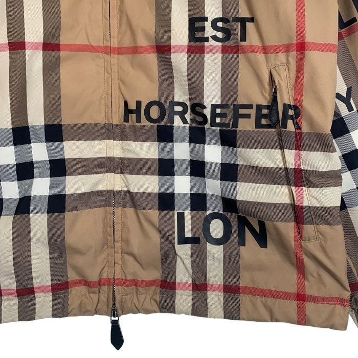BURBERRY LONDON ENGLAND バーバリー HORSE FERRY PRINT CHECK NYLON HOODED JACKET ノバチェック ナイロンジャケット ベージュ 8050282 Size M 福生店