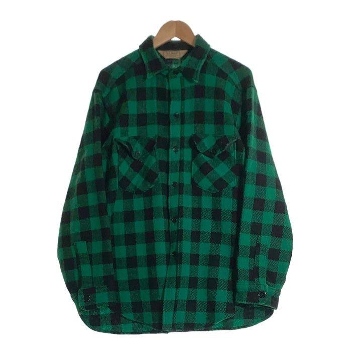 80's L.L. Bean エルエルビーン 長袖 バッファローチェック フランネル シャツ グリーン ブラック USA製 Size L (16 16 1/2) 福生店