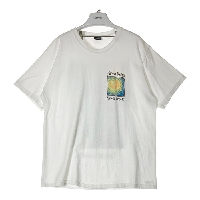 STUSSY ステューシー MIDNIGHT INSANITY グラフィック プリントTシャツ ホワイト sizeL ※シミあり 瑞穂店
