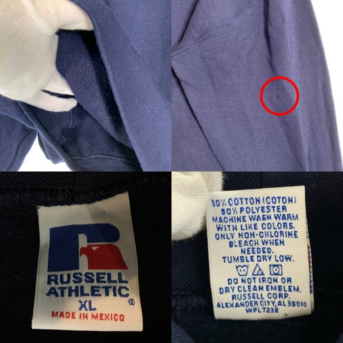RUSSELL ATHLETIC ラッセルアスレチック プルオーバー フーディー パーカー ネイビー メキシコ製 Size XL 福生店