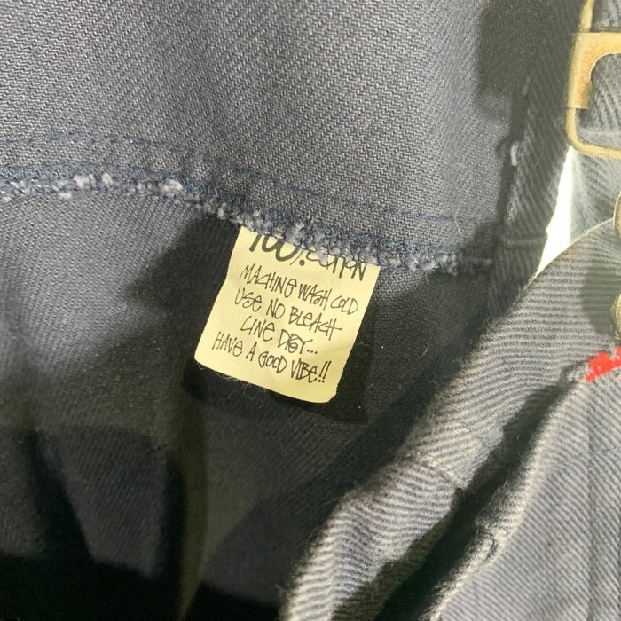 80's~ STUSSY ステューシー BIG LOGAN チノツイル オーバーオール ネイビー コットン Size L 福生店