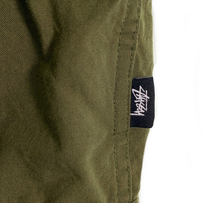STUSSY ステューシー STRIPED KNIT PANEL SHIRT ストライプ ニットパネル シャツ 半袖 シャツ カーキ Size M 福生店
