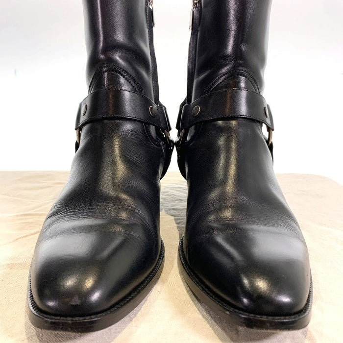 SAINT LAURENT PARIS サンローランパリ Wyatt Harness Ring Boot ワイアットハーネス リングブーツ ブラック サイドジップ 443190 AQS00 1000 Size 39 1/2 (24.5cm) 福生店