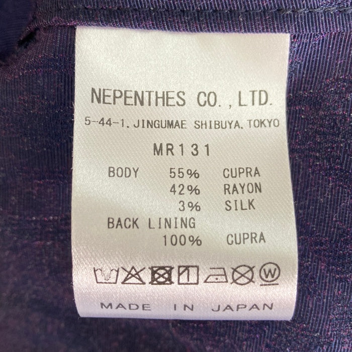 Needles ニードルズ S/S Classic Shirt-CU/R/S ORNAMENT Jq オープンカラーシャツ ジャカード 半袖 ネイビー パープル MR131 Size M 瑞穂店