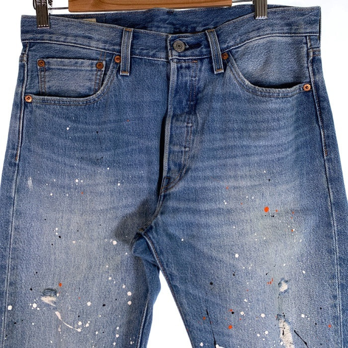 Levi's リーバイス 501 150周年モデル ダメージ・USED加工・ペンキカスタム テーパードデニムパンツ インディゴ Size 32×32 福生店