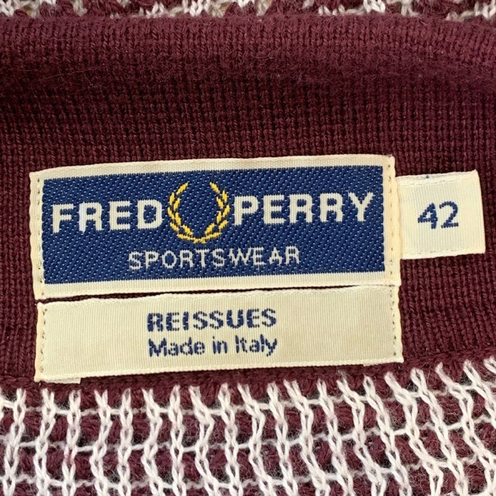 FRED PERRY フレッドぺリー アクリル コットン ニットポロシャツ ボルドー Size 42 福生店