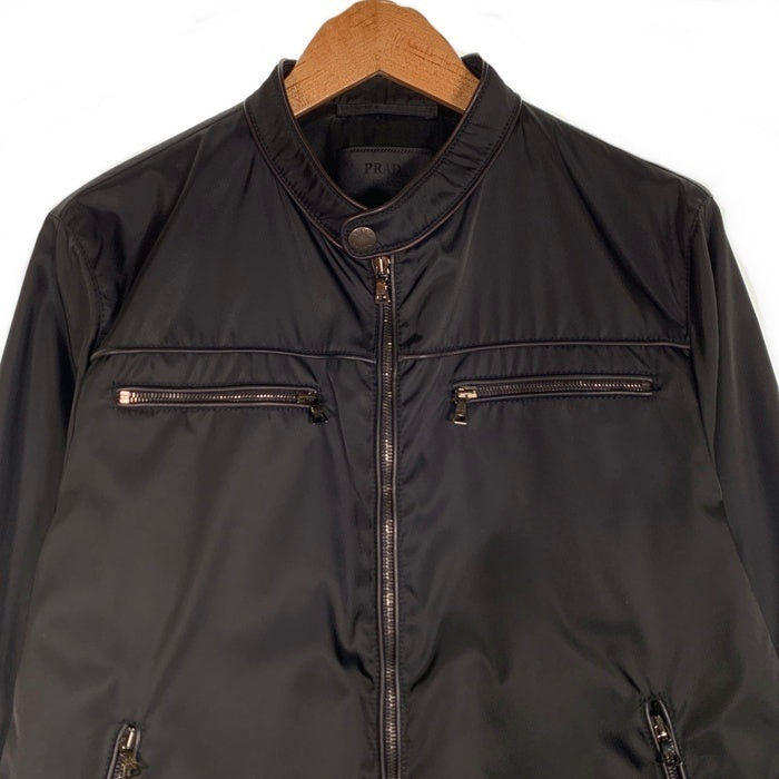 PRADA プラダ ライダースジャケット トリアセテート パイピング ブラック UGW845 Size 48 福生店