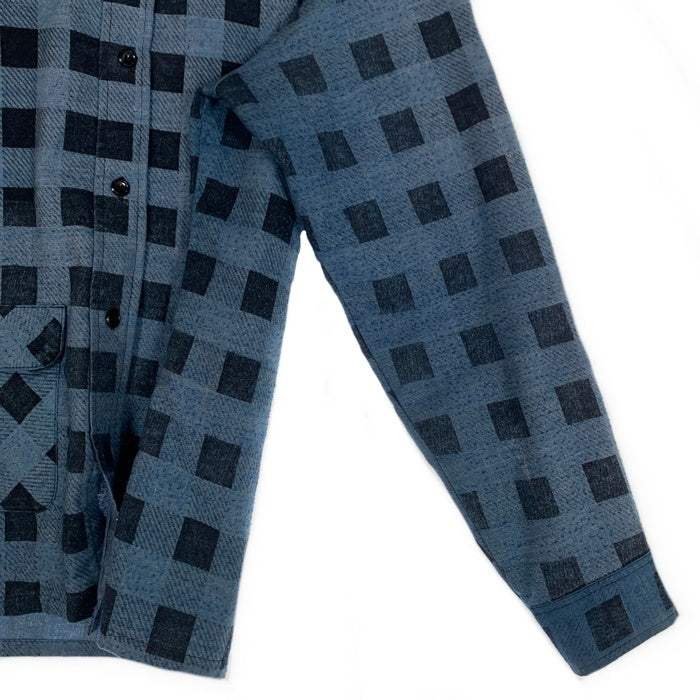 70`s Sears シアーズ Denim doctors デニムドクターズ リメイク プリントフランネルシャツ フラワースタッズ ブルー Size M 相当 福生店
