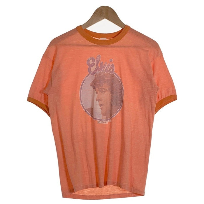 70-80's Elvis エルヴィス・プレスリー プリント リンガーTシャツ オレンジ Size M-L 相当 福生店